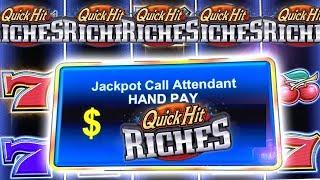 INSANE JACKPOTS AT THAT BET!?  HIGH LIMIT QUICK HIT SLOT MACHINE  TONS OF HANDPAYS