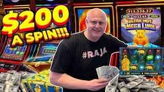 $200 SPINS!  The BIGGEST BETS You Will See on ULTRA HOT MEGA LINK!  Double MASSIVE JACKPOTS!