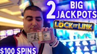 WOW $100 Spins & 2 BIG HANDPAY JACKPOTS On High Limit Lock It Link Slot