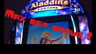 *NEW SLOT* Aladdin's Fortune 3D* Max Bet Bonus and Line Hits!!*Live Play* Slot Machine Bonus*By IGT*