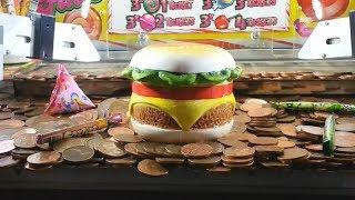 2p UK Coin Pusher - Can I Win A Cheeseburger? :o