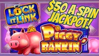 HIGH LIMIT  Huge $50 Spins on Piggy Bankin' BONUS JACKPOT! | The Big Jackpot