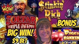 BIG WIN! $9 Bet Zoltar Triple Jackpot!