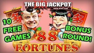 10 FREE GAMES!  88 Fortunes JACKPOT HANDPAY | The Big Jackpot