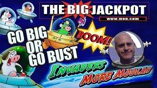 NEVER SEEN LIVE!  GO BIG OR GO BUST on INVADERS MORE MOOLAH! | The Big Jackpot