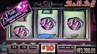 High Limit Slot Play on Pink Diamonds Big Jackpot Bonus Win
