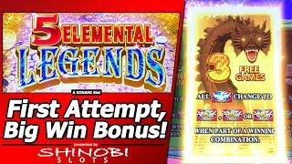 5 Elemental Legends Slot - First Attempt with Big Win Free Spins Bonus