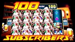 100 Subs Thank You! - Bier Haus 200 Slot Machine - 100 Free Spin Bonus - Big Win