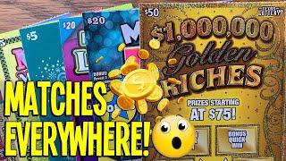 Matches EVERYWHERE!  **BIG WIN** $50 $1,000,000 Golden Riches  TEXAS LOTTERY Scratch Offs