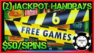 HIGH LIMIT Lock It Link Huff N' Puff (2) JACKPOT HANDPAYS $50 BONUS ROUND Slot Machine Hard Rock
