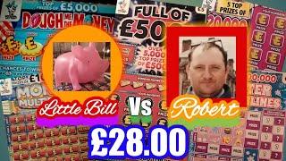 Scratchcards...Battle of the Giants..£28.00 worth..Robert Vs Little Bill..