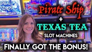 First BONUS on Pirate Ship! GREAT RUN on Texas Tea Slot Machine!