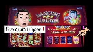 Max bet wins and a 5 Drum trigger️Dancing Drums slot at Aria
