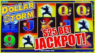 HIGH LIMIT Dollar Storm Ninja Moon HANDPAY JACKPOT ️$25 Bonus Round Slot Machine Casino