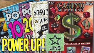 POWER UP!  $50 Casino Millions  $190 TEXAS LOTTERY Scratch Offs