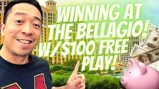 WINNING AT THE BELLAGIO!! $100 FREE SLOT PLAY TO START! Slot Machine