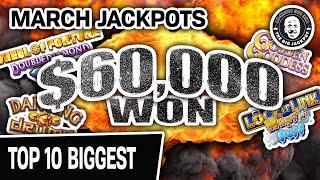 MASSIVE! I Won $60,000 PLAYING SLOTS Before the Outbreak  TOP 10 March JACKPOTS - Stay Safe!