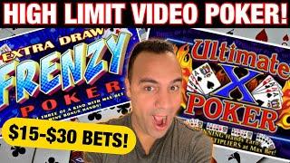 ️ HIGH LIMIT ULTIMATE X $30 BETS!!| $15 bets on Extra Draw Frenzy Double Double Bonus  ️️️