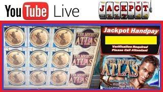 MONSTER $75 BET JACKPOT HANDPAY on IGT The Mighty Atlas with RE-TRIGGER FREE GAME BONUS Slot Machine