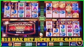 | BIG WIN $12 MAX BET JACKPOT FEATURE WON  WOW 4 COIN TRIGGER  SUPER FREE GAMES | BUFFALO GOLD