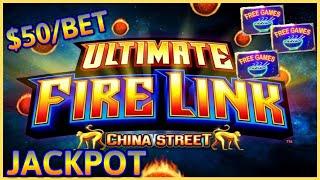 HIGH LIMIT Ultimate Fire Link China Street HANDPAY JACKPOT $50 Max Bonus Slot Machine EPIC COMEBACK