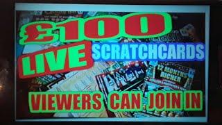 £100.00 SCRATCHCARDS .."LIVE"..VIEWERS CAN JOIN IN THE GAME