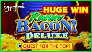 HUGE Win from Low Bet! Rakin' Bacon Deluxe Slot Machine Insanity!