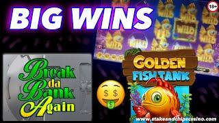 Break Da Bank Again & Golden Fish Tank BIG WINS  CASINO SLOT BONUS WINS !!