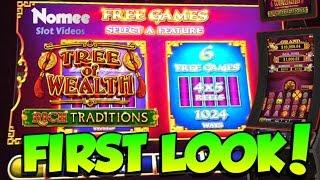 FIRST LOOK! - Tree of Wealth "Rich Traditions" Slot Machine - Long Play with Bonuses