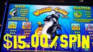 Whales of Cash Deluxe high limit denom live play $15.00/Spin Slot Machine