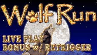 Wolf Run - live play w/ nice bonus with retrigger - Slot Machine Bonus