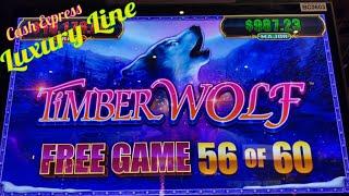 BIG BIG WIN WIN ! SO MANY FREE SPINS !!CASH EXPRESS LUXURY LINE / TIMBER WOLF Slot$3.75 Bet栗スロ