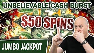 UNBELIEVABLE Cash BURST From a $50 SPIN!  Handpay Jackpot Playing High-Limit Slots