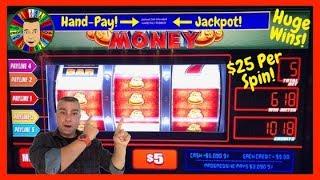 $25 Per Spin Jackpot Handpay On Monopoly Money Bags Slot