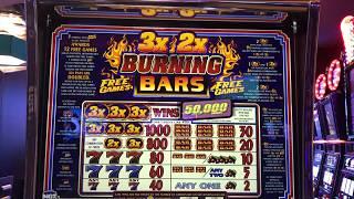 3x 2x Burning Bars Slot Machine 12 Free Games Bonus Round  Feature