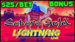 HIGH LIMIT Lightning Link Sahara Gold ️$25 Bonus Round Slot Machine Casino