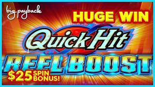 $25 BET BONUS! Quick Hit Reel Boost Triple Blazing Sevens Slot - BIG WIN SESSION!
