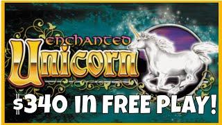 $340 IN FREE PLAY ON ENCHANTED UNICORN!   LOCK IT LINK  DRAGON LINK SLOTS