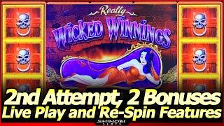 Really Wicked Winnings Slot Machine - 2 Free Spins Bonuses and More Re-Spin Features in 2nd Attempt