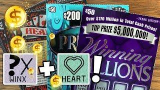 CHA-CHING!! 2 $50 TICKETS! +  25X HEARTS  $150 in TX Lottery Scratch Offs
