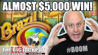 Almost $5,000 JACKPOT! Brazil Slot Machine | The Big Jackpot