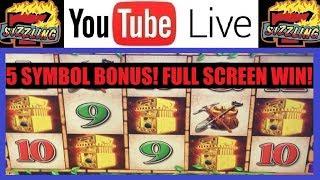 LIVE PLAY with RARE 5 SYMBOL BONUS! Sizzling Slot Jackpots HIGH LIMIT Casino Videos