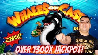 Over 1300X JACKPOT On Whales Of Cash Deluxe Slot Machine - Massive Sloe Win-Live Slot Play At Casino