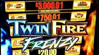 •TWIN FIRE FRENZY• I WON A GOLD BONUS!? QUICK HIT & HOT SHOT $6.00 MAX BET Slot Machine Bonus (SG)