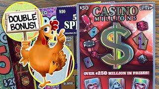 DOUBLE BONUS! $50 Casino Millions  $190 TEXAS LOTTERY Scratch Offs