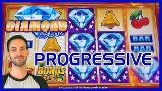 Diamond Storm HUGE Progressive WIN!   Slot Machine Pokies w Brian Christopher
