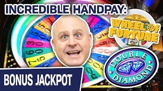INCREDIBLE HANDPAY:   Double Diamond: Wheel of Fortune HIGH-LIMIT Slot Machine Action!