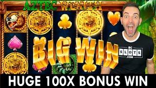 PREMIERE LIVE  HUGE Aztec Wealth 100X Bonus Win
