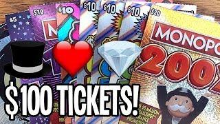 WINS! $100/TICKETS!  $20 MONOPOLY 200X  Pink Diamond 7s ️ Hearts  TX Lottery Scratch Offs