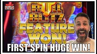 I GOT A HUGE WIN ON MY VERY FIRST SPIN ON BULL BLITZ SLOT MACHINE!